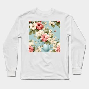 Shabby Chic Flowers Pattern 2 Long Sleeve T-Shirt